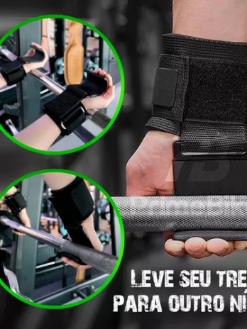 Strap Gancho Aço Treino Luva Musculação Academia Crossfit