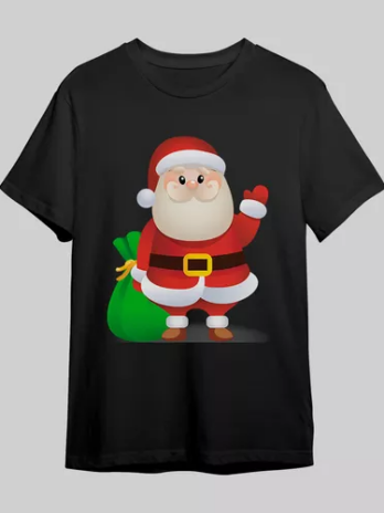 Camiseta Masculina Algodão Estampa Personalizada Papai Noel