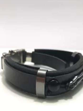 Pulseira Couro Guitarra Violão Música Verniz Masculina