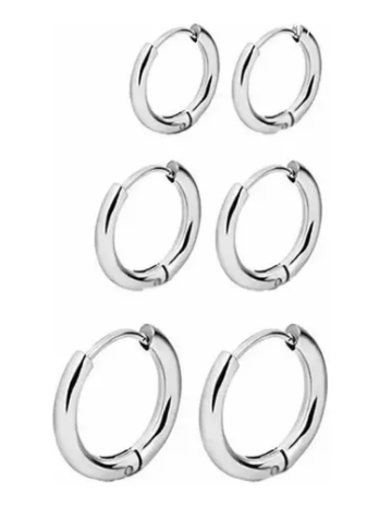 Kit Brinco Argola Masculino Feminino Aço Inox 3 Pares